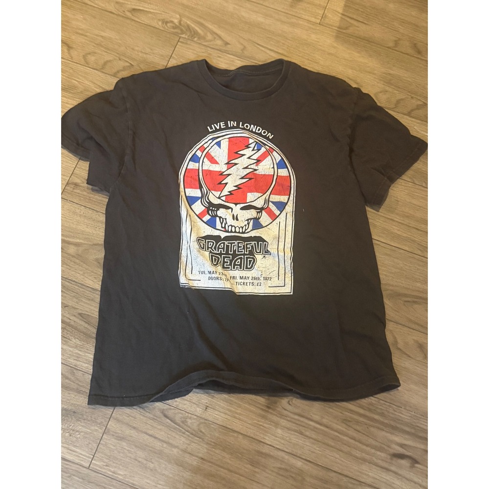 Grateful Dead Live In London 1972 Steal Your Face Union Jack Black T-Shirt XL